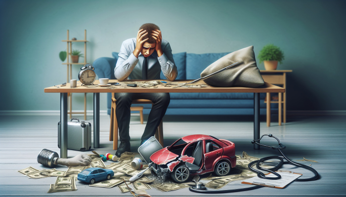 Strategies to Overcome Debt Consolidation Setbacks: A Comprehensive Guide | DCL Strategies to Overcome Debt Consolidation Setbacks: Individual feeling overwhelmed by bills, car repairs, and medical expenses.