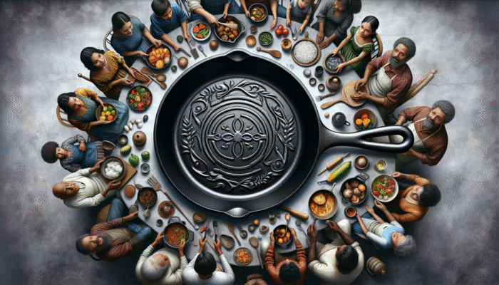 A vintage cast iron skillet, symbolizing durability and central to family culinary traditions.