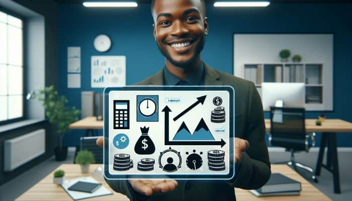 Debt Consolidation Loan Prepayment Techniques: A Comprehensive Guide | DCL Person in the UK smiling, holding a chart of loan prepayment strategies with money, calendar, and decreasing graph icons.