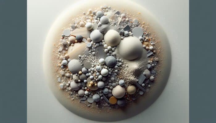 Ultra-fine limestone particles mixed with minerals and abrasives for a smooth, shiny polishing powder.