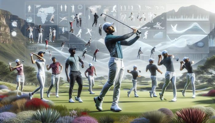 South African golfers showcasing stylish Puma, Adidas, Under Armour, and Callaway apparel against lush golf course backgrounds.