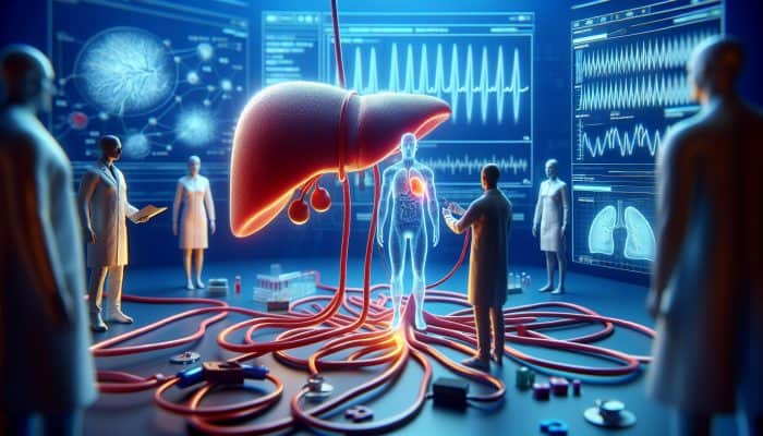 Illustration of advanced liver blood tests process, showing early detection and monitoring of liver health.
