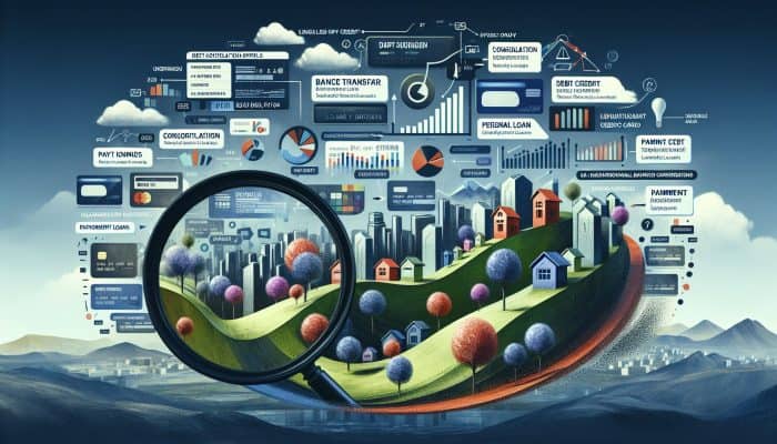 Diverse credit profiles navigating debt consolidation options under scrutiny.