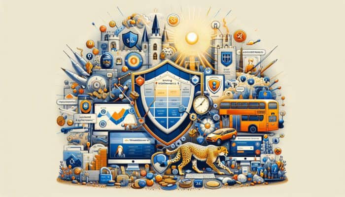 WooCommerce dashboard featuring high-performance graphs, SSL, servers, 24/7 support, UK map highlighting Keynsham.