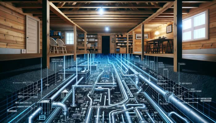 Diagram showcasing a crawl space featuring expertly installed drainage systems in a Port Coquitlam residence.