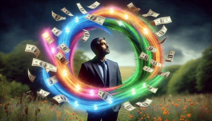 How to Consolidate Debt with a Cosigner: Person in the UK consolidating colorful debt papers into one glowing loan document, symbolizing financial relief.