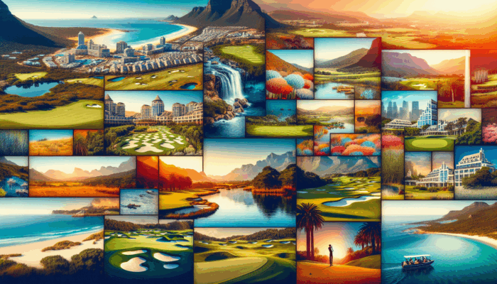Creating a Golf Instagram: A collage of South Africa's premier golf courses, highlighting coastal and inland diversity.
