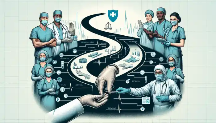 Sterile Gloves Supplier in Ashford: A detailed timeline showcasing the growth and achievements of the leading sterile gloves supplier in Ashford, alongside healthcare professionals using premium gloves.